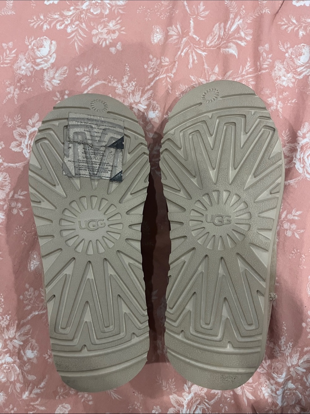 UGG Tan Suede Moccasin Platform Slippers with Shearling - Picture 4 of 6